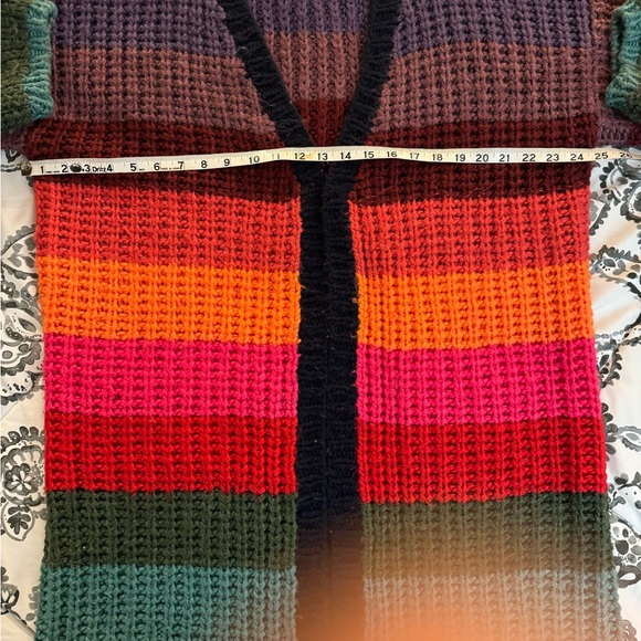 Farm Rio Oversized Long Multicolored Striped Cardigan Gently Loved Some Piling - Picture 6 of 6